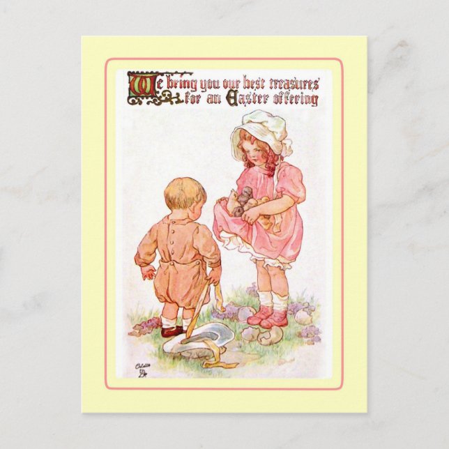 Postal Festiva Pascua de Vintage (Anverso)