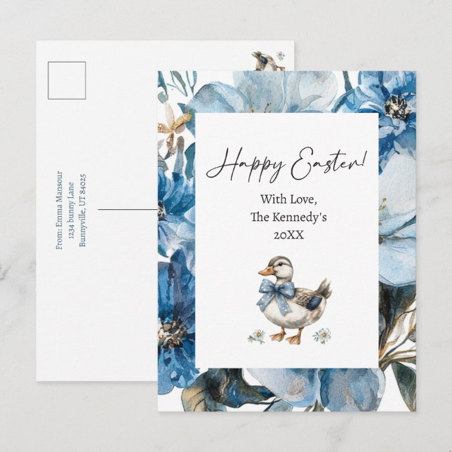 Postal Festiva Pascua del pato azul (Anverso / Reverso)