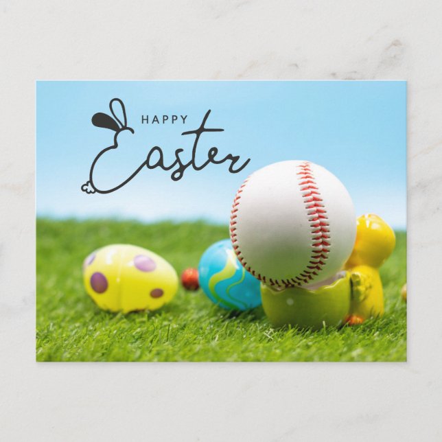 Postal Festiva Pascua feliz para jugador de béisbol (Anverso)