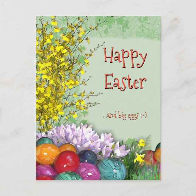 Postal Festiva Pascua feliz y huevos grandes ;-) (Anverso)