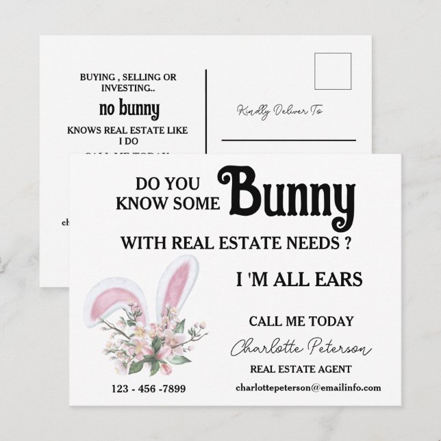 Postal Festiva Pascua inmobiliaria o prospección de primavera (Anverso / Reverso)