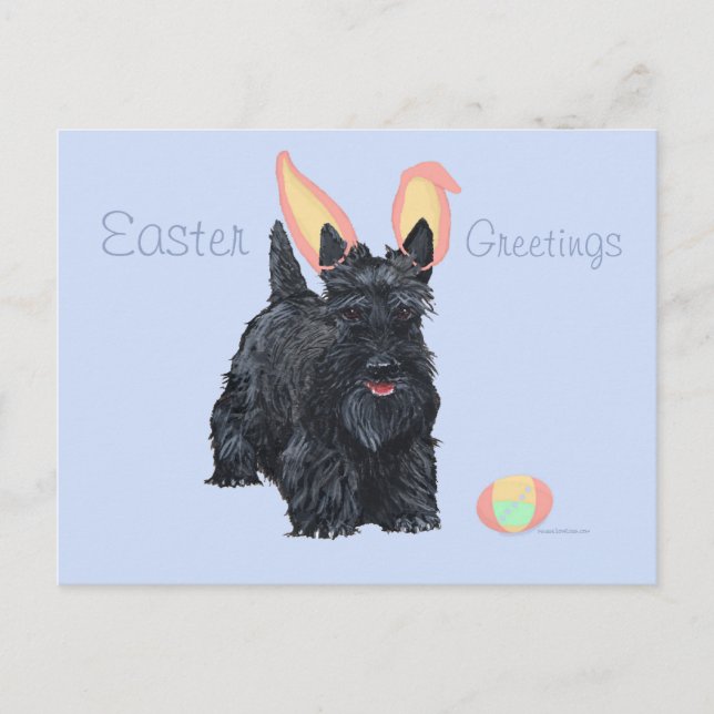 Postal Festiva Pascua Terrier de Escocia (Anverso)