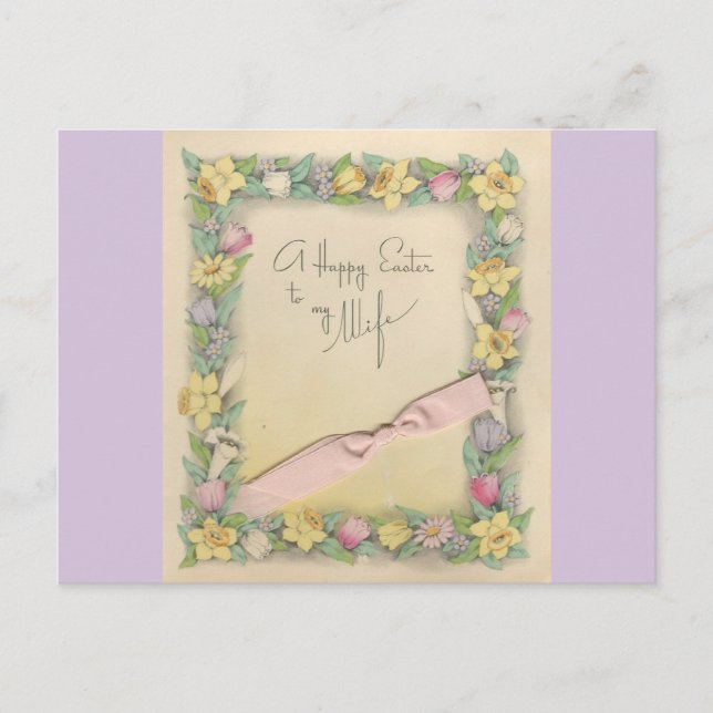 Postal Festiva Pascua Vintage Para La Esposa "Mario" (Anverso)