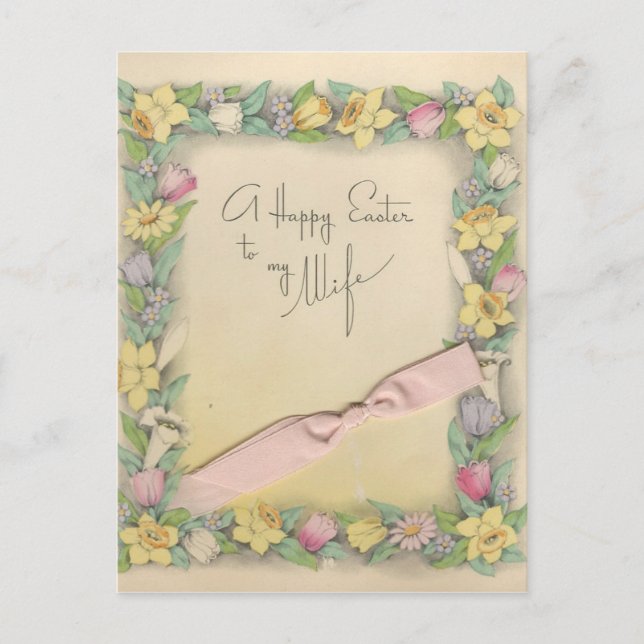Postal Festiva Pascua Vintage Para La Esposa "Mario" (Anverso)