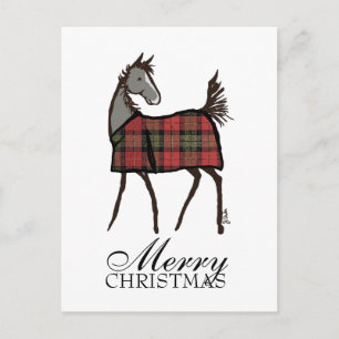 Postal Festiva Paseo de caballos de vacaciones con Navidades en m