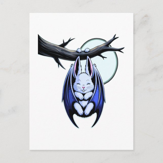 Postal Festiva Pastel Bat Bunny Spooky Cute Halloween (Anverso)