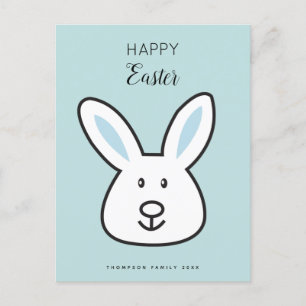 Postal Festiva Pastel Blue Cute Easter Bunny Ilustracion