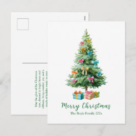 Postal Festiva Pastel Bows Ribbons Christmas Tree Postcard