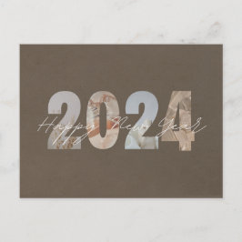 Postal Festiva Pastel Brown Feliz Año Nuevo