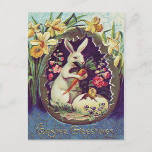 Postal Festiva Pastel de huevo conejo de Pascua