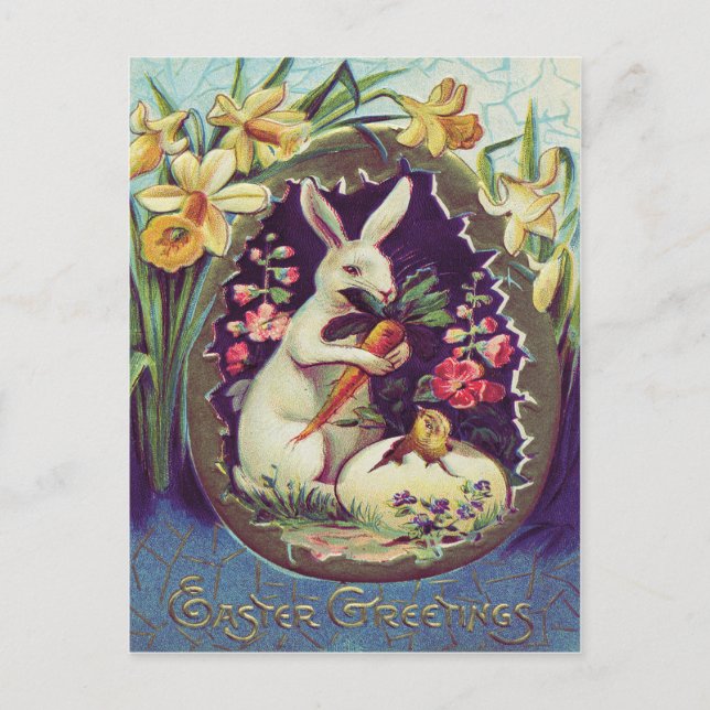 Postal Festiva Pastel de huevo conejo de Pascua (Anverso)