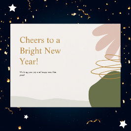 Postal Festiva Pastel minimalista y Resumen de Oro Año Nuevo