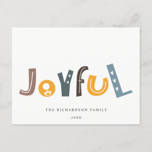 Postal Festiva Pastel Scandi Amarillo Gris Texto Navideño Alegre