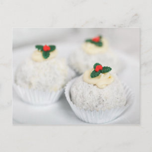 Postal Festiva Pasteles de Navidades en polvo blanco