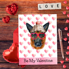 Postal Festiva Pastor Alemán Sé Mi Perro de San Valentín