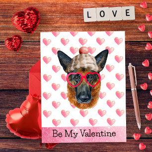 Postal Festiva Pastor Alemán Sé Mi Perro de San Valentín