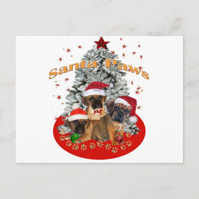 Postal Festiva Patas de Puggle Santa (Anverso)