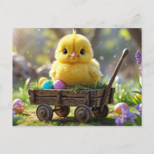 Postal Festiva Patata de bebé con huevos de Pascua y vagón