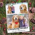 Postal Festiva Patéticamente Merry Personalizado 3 Photo Dog Love<br><div class="desc">Presentamos nuestra nueva línea de tarjetas de vacaciones, perfecto para familias con amigos peludos! Nuestra colección "Pawsitive Merry" incluye una variedad de diseños divertidos y festivos que muestran a sus queridos mascotas de una manera linda y lúdica. Tanto si tienes un perro como un gato, puedes elegir entre una selección...</div>