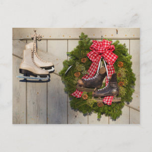 Postal Festiva Patines de hielo con correa de Navidades
