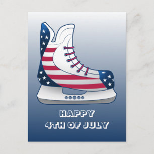 Postal Festiva Patines de Hockey de EE. UU. para el 4 de Julio