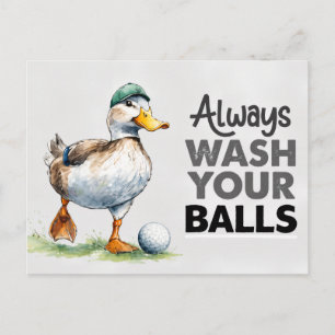 Postal Festiva Pato Golfista Divertido Siempre Limpia Tus Bolas