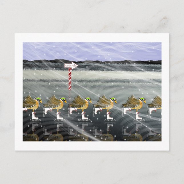 Postal Festiva Patos de patinaje para Navidades (Anverso)