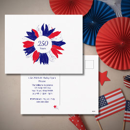 Postal Festiva Patriotic Floral USA 250 Years Fourth of July BBQ