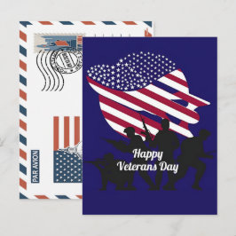 Postal Festiva Patriotic Soldier Holding US Flag Postcard