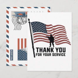 Postal Festiva Patriotic Soldier Holding US Flag Postcard