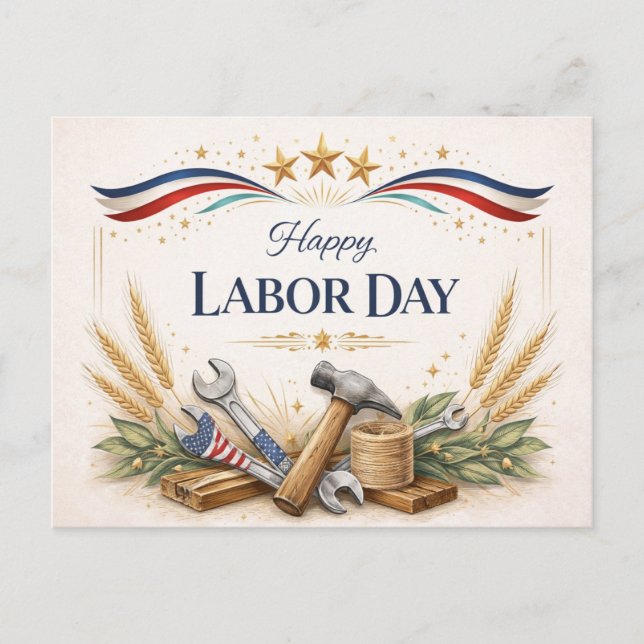 Postal Festiva Patriotic Worker Tools Labor Day (Anverso)