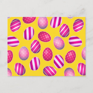 Postal Festiva Patrón amarillo y rosa de los huevos de Pascua