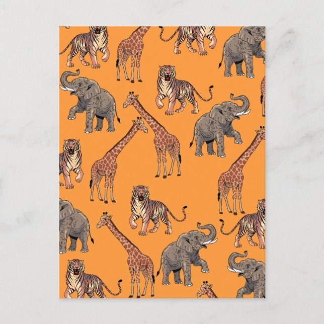Postal Festiva Patrón de animales africanos (Anverso)