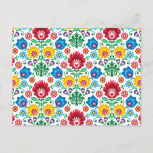 Postal Festiva Patrón de arte folclórico del corazón