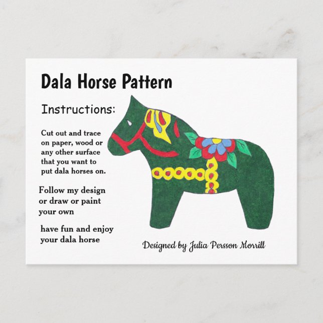 Postal Festiva Patrón de caballo de Dala para compartir (Anverso)