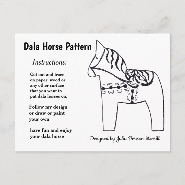 Postal Festiva Patrón de caballo de Dala para compartir (Anverso)