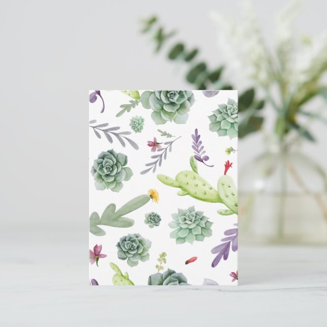 Postal Festiva Patrón de cactus (Anverso de pie)