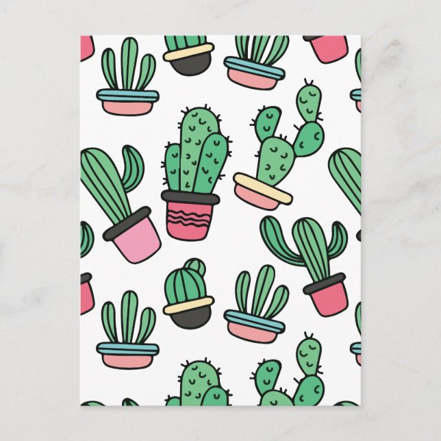 Postal Festiva Patrón de cactus (Anverso)