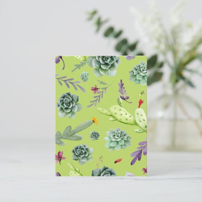 Postal Festiva Patrón de cactus 6 (Anverso de pie)