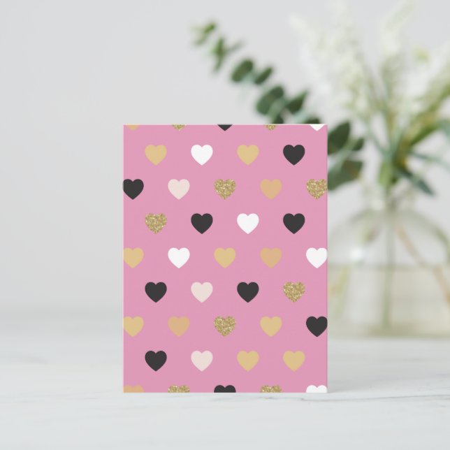 Postal Festiva Patrón de Corazones 32 (Anverso de pie)