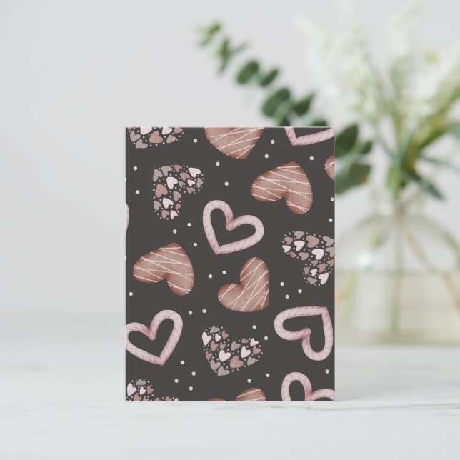 Postal Festiva Patrón de Corazones 35 (Anverso de pie)