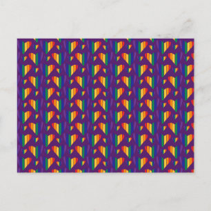 Postal Festiva Patrón de corazones arco iris