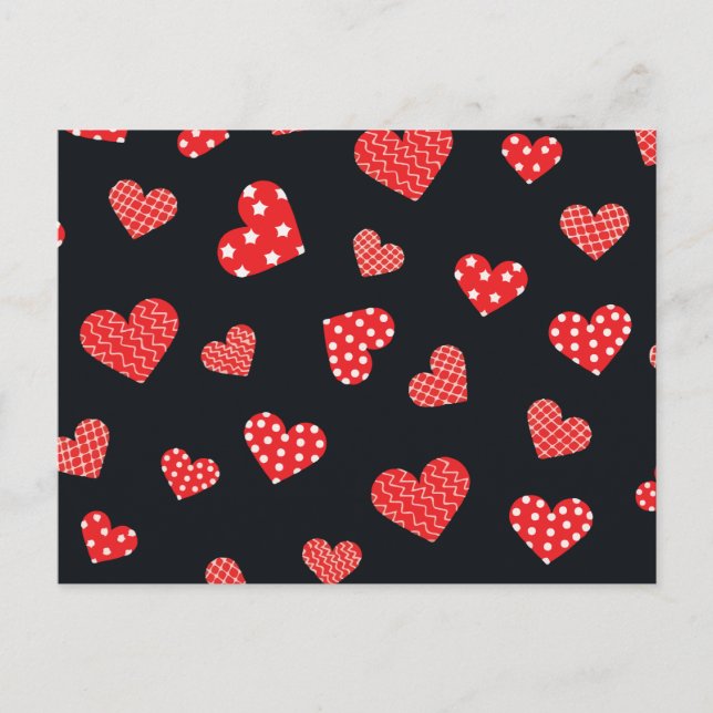 Postal Festiva patrón de corazones fluidos (Anverso)