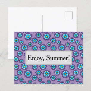 Postal Festiva Patrón de flores azules violetas