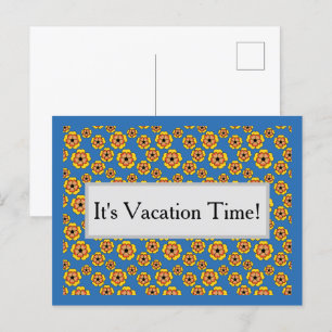 Postal Festiva Patrón de flores de Naranja amarillo