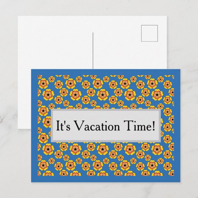 Postal Festiva Patrón de flores de Naranja amarillo (Anverso / Reverso)
