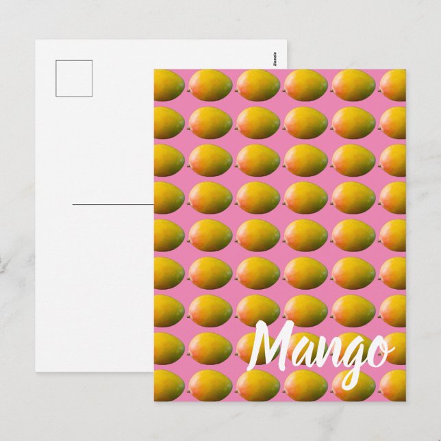 Postal Festiva Patrón de frutas de mango para vegetarianos y vega (Anverso / Reverso)