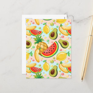 Postal Festiva Patrón de frutas de verano fresco