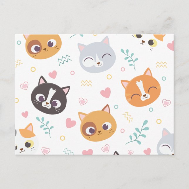 Postal Festiva Patrón de gato (Anverso)