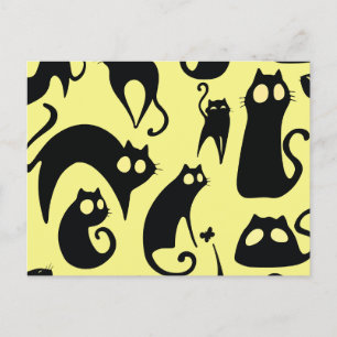 Postal Festiva Patrón de gato negro